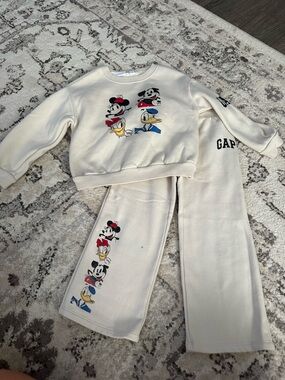 GAP Cream Kids Two-Piece Sweatshirt & Pants Set with Disney Characters